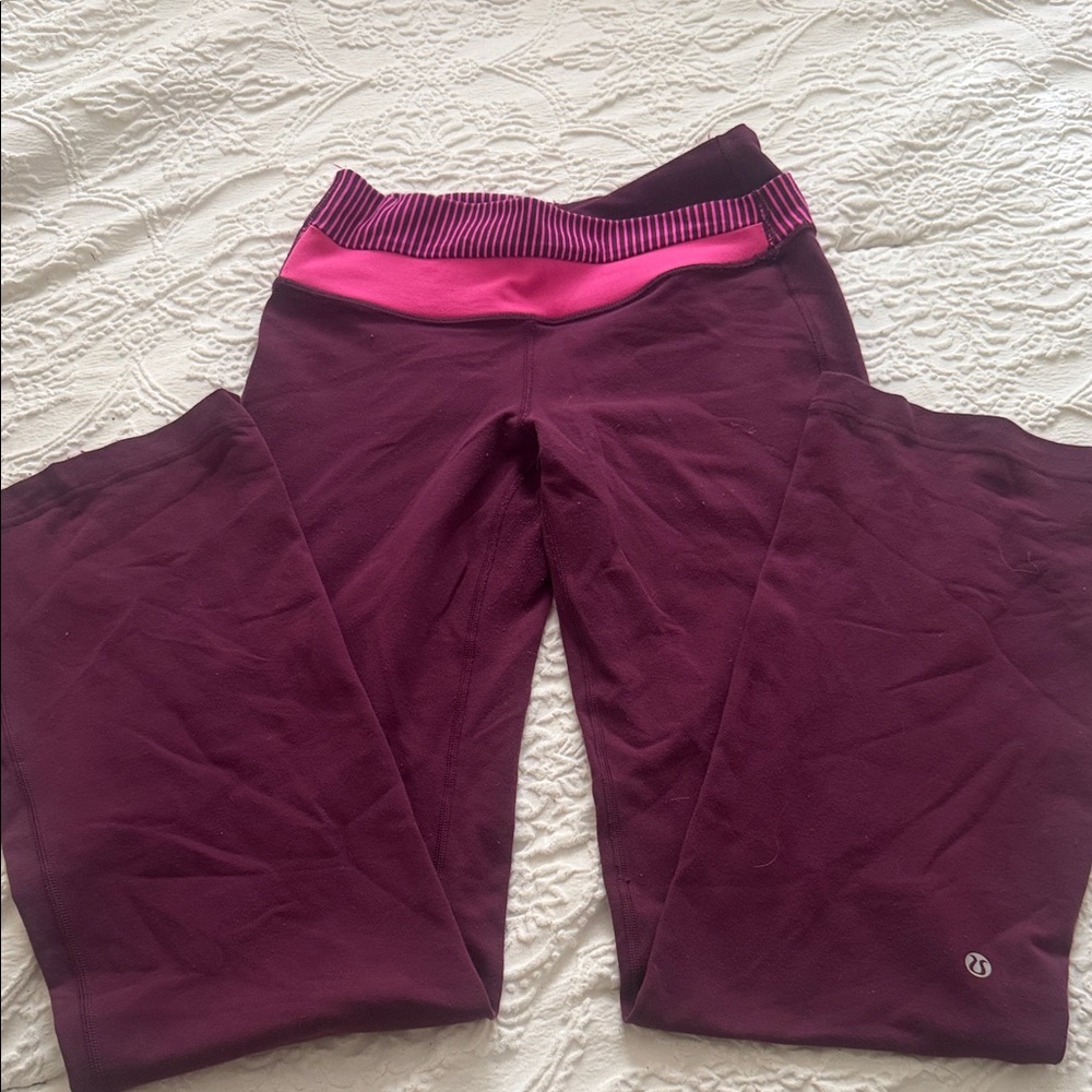 Lululemon Purple and Pink flare leggings